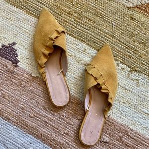 *ZARA* Genuine Mustard Suede Mules